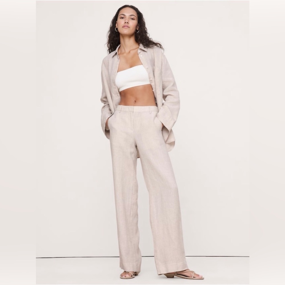 NWT Banana Republic Linen Wide Leg Pants Natural | Everyday Pant